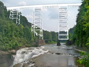 What engineering mistake is but one of the few remnants of what was once the longest railroad bridge in Greater Western New York?